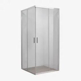 Mampara De Duche Quadrada Com Portas Deslizantes, Vidro Temperado 6 Mm E Alumínio Brent Cinzento Escovado & Transparente & 90 X 90 X 195 Cm - Sklum