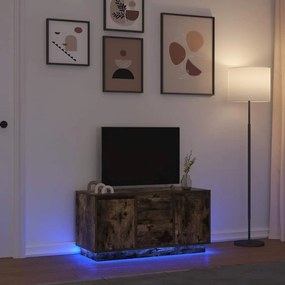 Móvel de TV com luzes LED 100x41x50 cm carvalho fumado