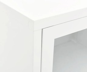 Móvel de TV 90x30x44 cm vidro e aço branco