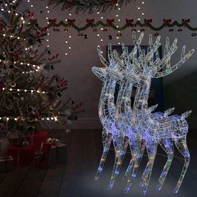 Renas de Natal XXL 3pcs 250 LEDs 180 cm acrílico multicolorido