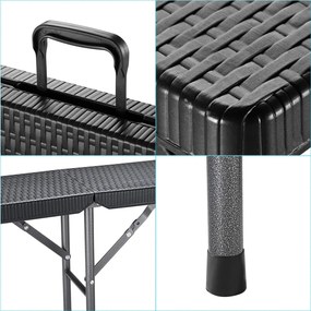 Conjunto de 2 bancos dobraveis, jardim, campismo de Polyrattan Malmo 180cm pretos