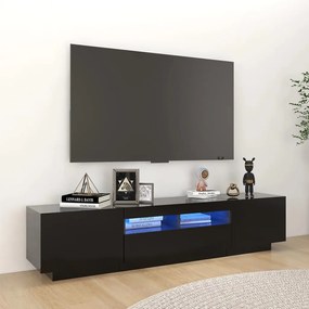 Móvel de TV com luzes LED 180x35x40 cm preto