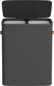 Cesto da roupa suja, cesto de 170 L com 2 compartimentos 56 x 40 x 75 cm, preto