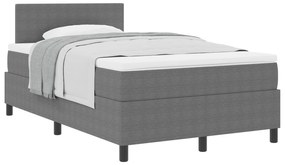 Cama Box Spring com Colchão Cinza 120x200 cm Tecido de Veludo Cotelê