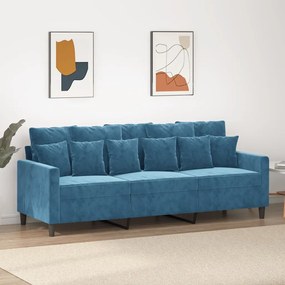 vidaXL Sofá de 3 lugares 180 cm veludo azul