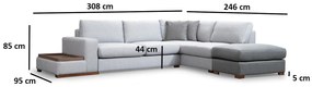 Sofá de Canto Loop – Cinzento Claro – 246 cm x 308 cm