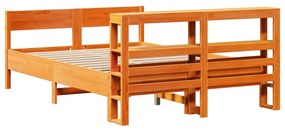 Cama sem colchão 160x200 cm madeira pinho maciço castanho-mel