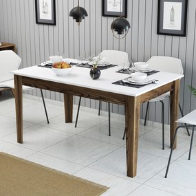 Mesa de Jantar Milan500 – Nogueira e Branco – 145x75x88 cm