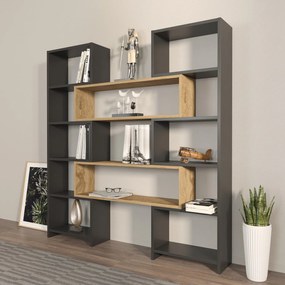 Estante Poyraz – Preto Carvalho – 163,5x150x22 cm