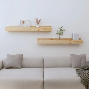 vidaXL Prateleiras de parede 2 pcs 80x12x9 cm madeira de pinho maciça