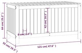 Caixa de arrumação jardim 121x55x64 cm pinho maciço branco