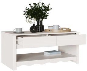 Mesa de Centro vidaXL "DRAMMEN" Branca 99x55x45 cm Madeira Sólida de P