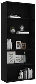 Estante com 5 prateleiras 80x30x189 cm contraplacado preto