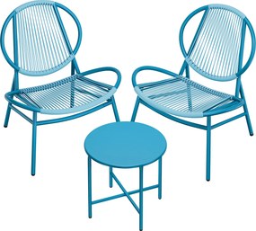 Conjunto jardim de 3 peças com mesa e 2 cadeiras em azul-marinho