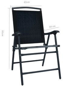 Cadeiras de jardim dobráveis 2 pcs textilene preto