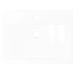 Lavatório cerâmico retangular luxososo branco, furo torneira 60x46cm