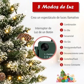 Mini Árvore de Natal de mesa 64 cm Pré-iluminada com 50 Luzes LED 8 Pinhas e Base verde