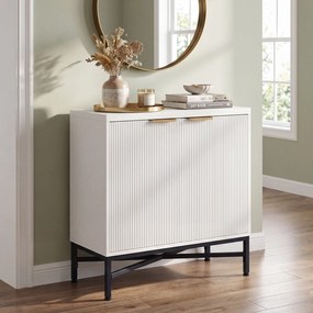Aparador de 2 Portas, 71 x 35 x 82 cm, Prateleira Ajustável em 5 Níveis, Branco