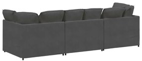 Sofá modular com almofadas tecido corduroy cinzento-escuro