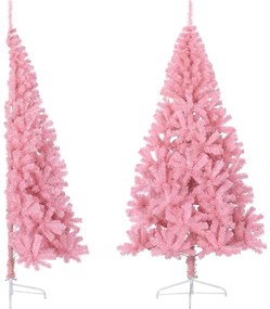 Meia árvore de Natal artificial com suporte 180 cm PVC rosa