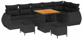 vidaXL Conjunto de Sofá de Jardim 9 pcs Preto Rattan de Polipropileno