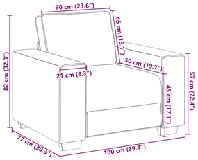 Poltrona 60 cm veludo creme