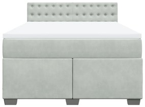 Cama com molas/colchão 140x190 cm veludo cinzento-claro