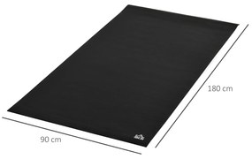 HOMCOM Tapete Protetor de Chão para Equipamentos Fitness 6mm Tapete Antiderrapante para Passadeiras e Bicicletas Estáticas para Casa Academia 180x90cm Preto