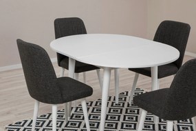 Conjunto de Mesa de Jantar Extensível e Cadeiras Vina – Branco Antraci