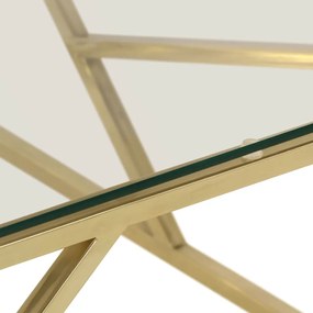 Mesa de centro aço inoxidável e vidro temperado dourado