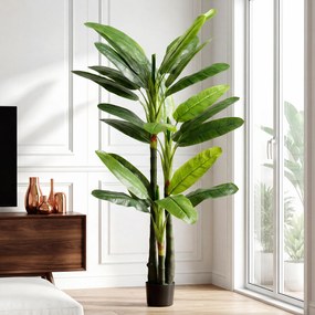 Planta Artificial Bananeira, 70 x 60 x 180 cm, 18 Folhas Realistas, Verde