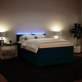 Cama com molas/colchão 140x200 cm veludo azul
