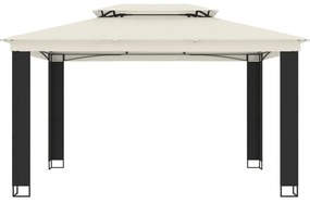 Gazebo com telhado duplo 3,94x2,96 m aço creme