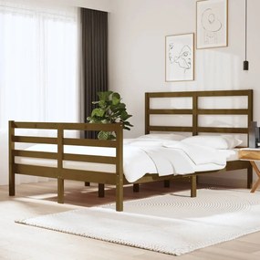 Estrutura cama king 150x200 cm pinho maciço castanho-mel