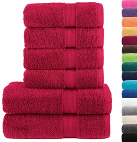 6pcs Conjunto toalhas banho premium SOLUND 600 gsm vermelho