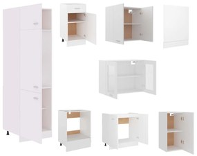 8 pcs conjunto armários de cozinha contraplacado branco