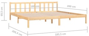 Estrutura de cama super king 180x200 cm pinho maciço