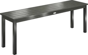 Outsunny Banco de Jardim 2 Lugares, Banco Exterior com Assento em Ripas Efeito Madeira e Estrutura em Aço para Pátio, Parque, Cinza | Aosom Portugal