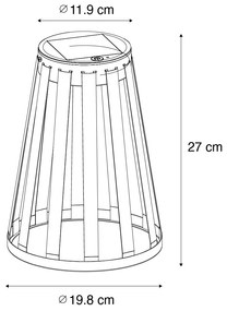 Conjunto de 2 candeeiros de mesa de exterior pretos com LED regulável em 3 níveis e solar e recarregável - Penny Moderno