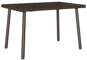 Mesa de centro de jardim retangular 60x40x37cm vime PE castanho