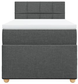 Cama box spring com colchão solteiro tecido cinzento-escuro