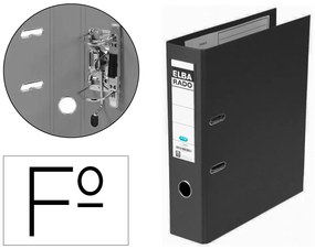 Pasta de Arquivo de Alavanca Elba Chic Cartão Forrado Pvc com Rado Folio Lombada de 80 mm Preto