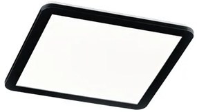 Candeeiro de teto quadrado preto 40 cm com LED regulável em 3 níveis IP44 - Lope Design