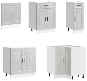 11 peças armário de cozinha conjunto Porto cinzento cimento