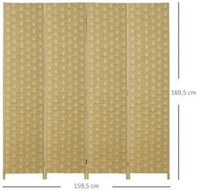 HOMCOM Biombo Separador de Ambientes de 4 Painéis 159,5x169,5cm Diviso