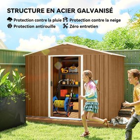 Abrigo de Jardim, 236 x 171 x 191 cm, Portas de Correr com Fechadura, Castanho Escuro