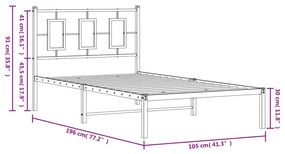 Estrutura de cama com cabeceira 100x190 cm metal preto