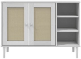 Aparador SENJA aspeto de vime 112x40x80 cm pinho maciço branco
