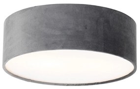 Candeeiro de teto moderno cinzento 30 cm com interior dourado - Drum Moderno