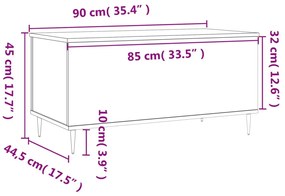 Mesa de centro 90x44,5x45 cm derivados de madeira branco